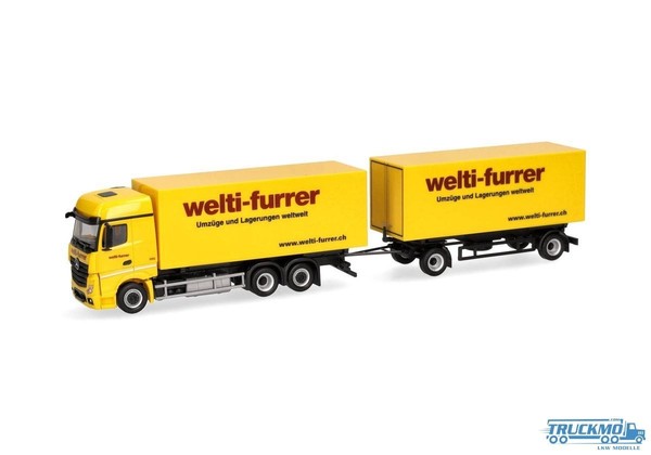 Herpa Welti-Furrer Mercedes Benz Actros Bigspace Wechselkoffer-HäNgerzug 319355-image
