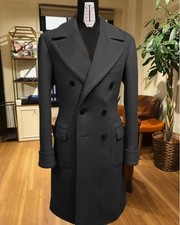 Men's Overcoat 100% Cashmere Business Jacket Double Breasted Wool Blend Blazer