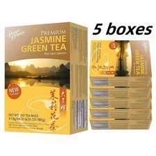 5 Boxes Premium Jasmine Green Tea, 100 Tea Bags Each Box -Prince of Peace