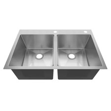 304 Stainless Steel 18 Gauge 33 In. Double Bowl Drop-In Kitchen Sink