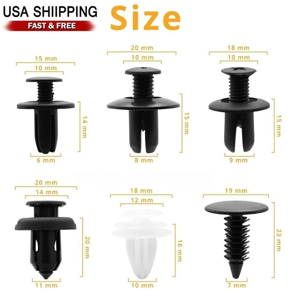 For Chevy 100Pcs Car Bumper Hood Clips Retainer Rivet Fastener Fender Push Pin - Image 3 of 4