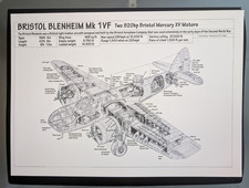 Cutaway Diagram Bristol Blenheim MK1 VF Light Bomber  16.5" x 12"