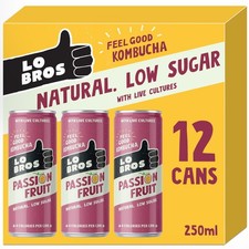 Lo Bros Kombucha Passionfruit Sparkling Refreshing Drink with Natural