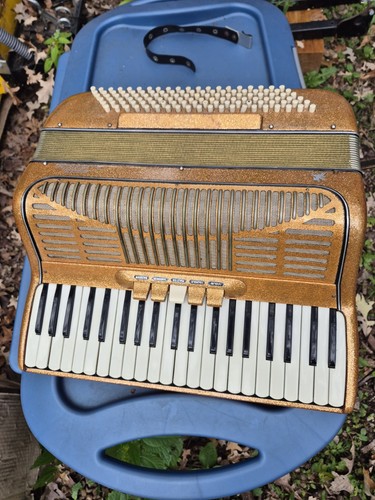 Princetti by I. Busilacchio orchestra Accordion Metallic Gold w/case, Made Italy