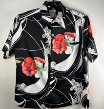 Vintage Hawaiian Shirt Andrade Mens L Polyester Short Sleeve Abstract Floral