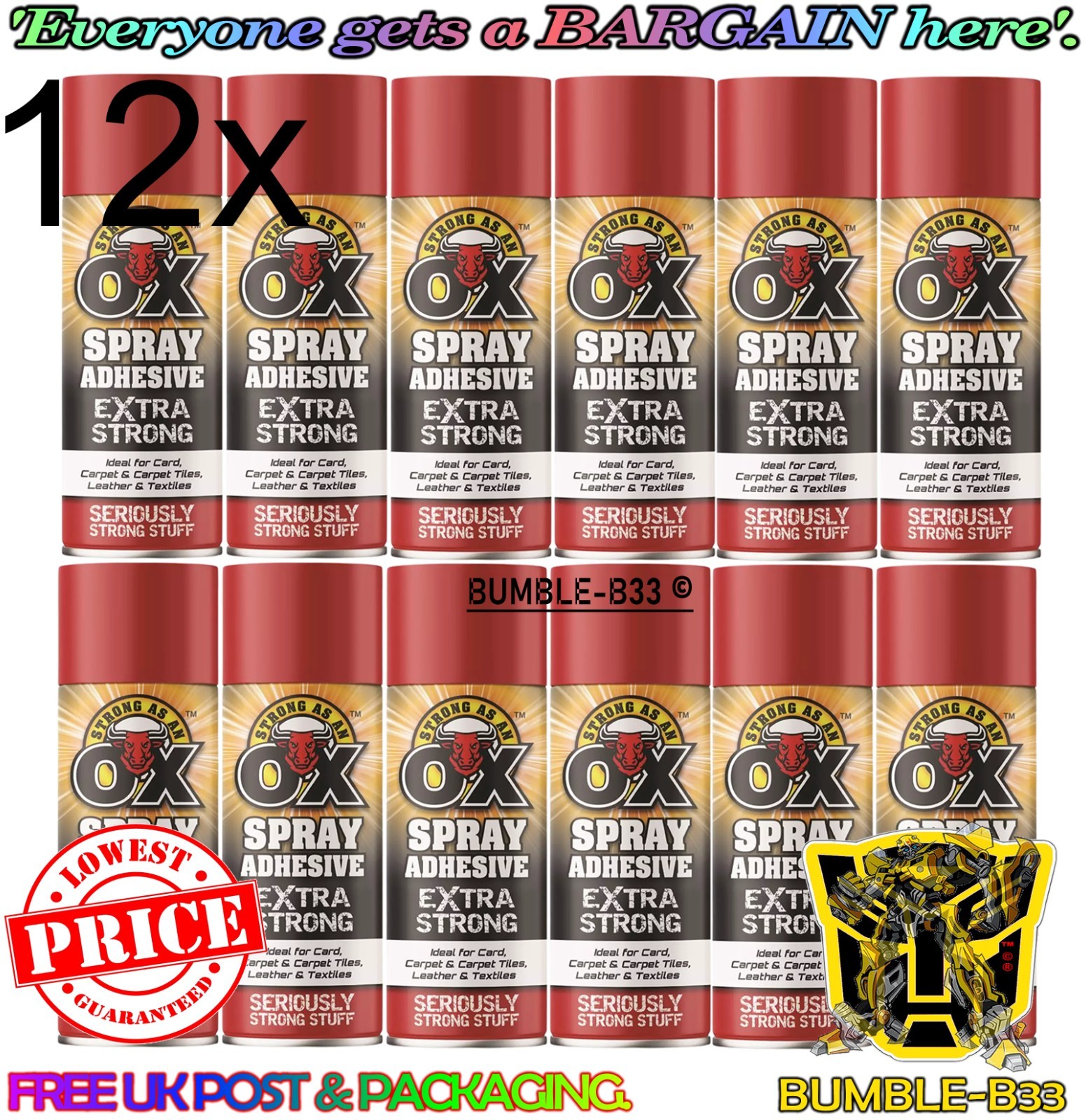 4 x EXTRA STRONG SPRAY ADHESIVE GLUE 500ML HEAVY DUTY FOR CARPET TILE FABRICS - Image 18
