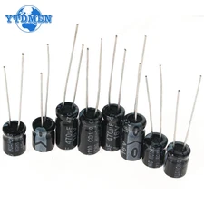 120pcs Aluminum Electrolytic Capacitors 12 Values 1UF-470UF 16V 25V 50V with Box