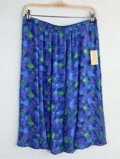 Coldwater Creek Reversible Baywash Midi Skirt Blue Purple Print NWT Size Small