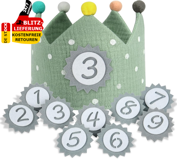 Geburtstagskrone Kinder Kinderkrone Stoff Geburtstag Kinderkrone Krone Birthday-image