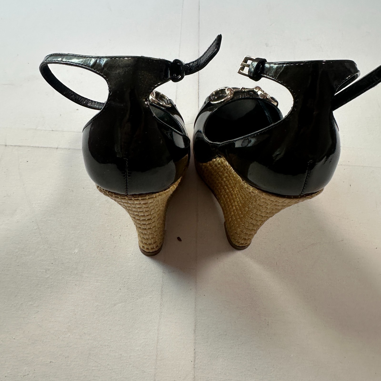 Authentic Gucci Retro 90s Black Wedges  Horsebit Size 34 1/2 EU 1.5 UK image 5