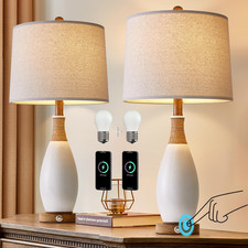 24.5  3-Way Dimmable Touch Control Bedside Table Lamp Set of 2 with USB and Type