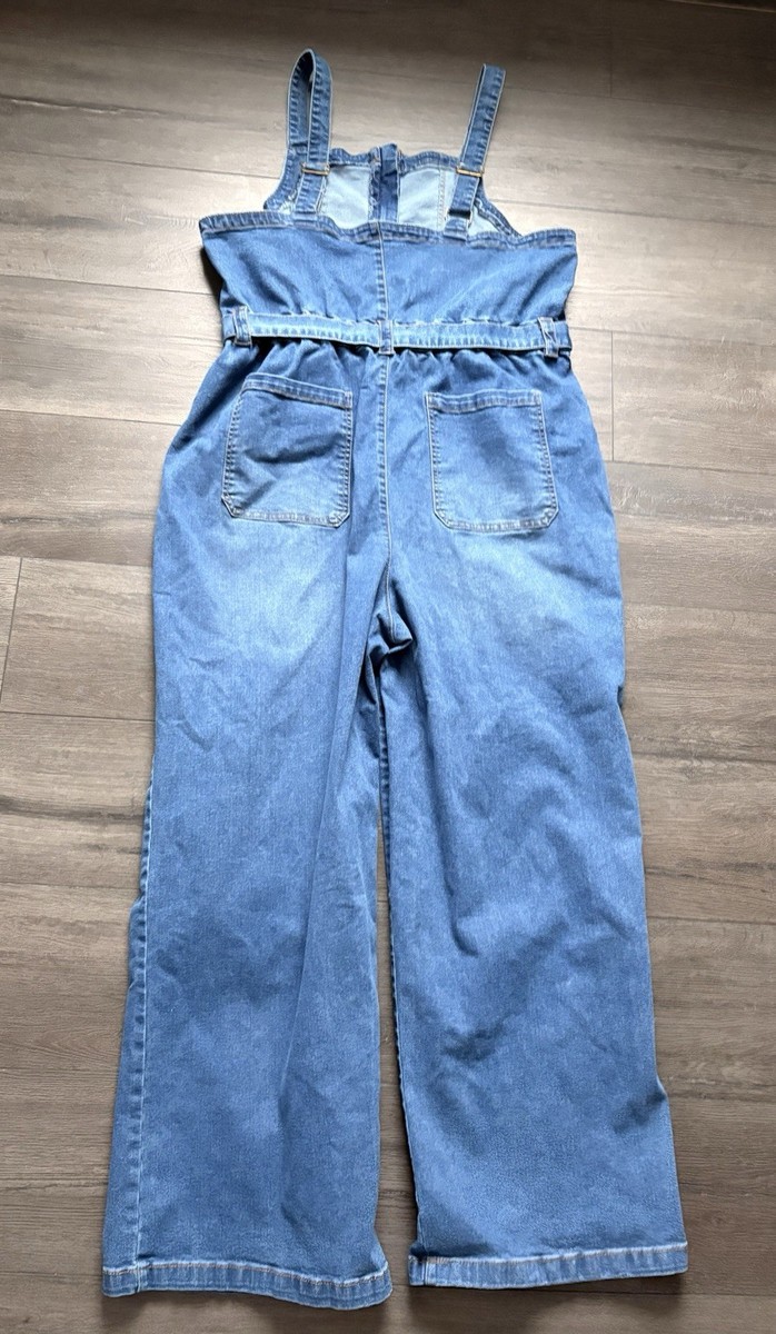 Celebrity Pink Womens Denim Front Hidden Zipper Overalls Belted