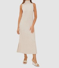 MSK Women's Beige Heavier-Knit Turtleneck Sleeveless Sweater Dress Size M