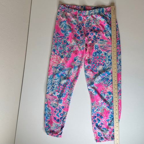Lilly Pulitzer Girls Pink Floral Jogger Pants Sz XL Preppy Vacation Lightweight - Picture 7 of 10