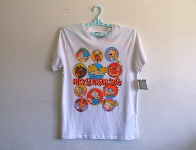 Nickelodeon 90s Graphic Print T Shirt Men Sz L NWT White Tee Short Sleeves
