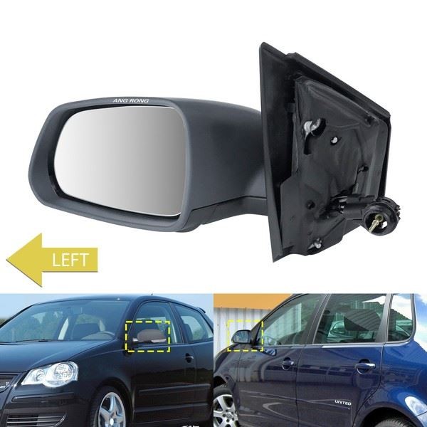 1Pc Linke Seite Grundiert Seitenspiegel Manuell Kabel FüR VW Polo MK4 9N-image