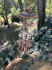 Vtg Sea Shells Wind Chime Multicolor Island S...