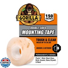 Gorilla Tough and Clear Double Sided Mounting Tape, Clear Tape, 1" x 150" Pa