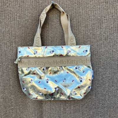 Sanrio Hello Kitty tote bag zipper closure gold metallic finish RARE