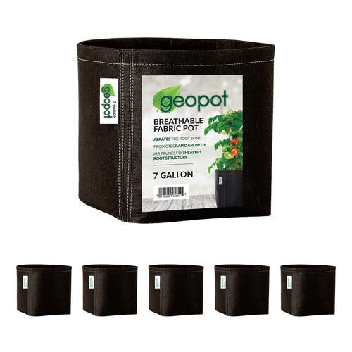 7 Gallon Fabric Grow Bags 5 Pack Thick Nonwoven Plant Fabric Pots for Outdoor...