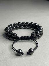 Men's Double-Row Magnetic Hematite Healing Bracelet - Adjustable Fit