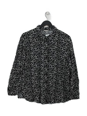 Hush Damen Shirt UK 12 Schwarz 100% Viskose Langarm Kragen Basic