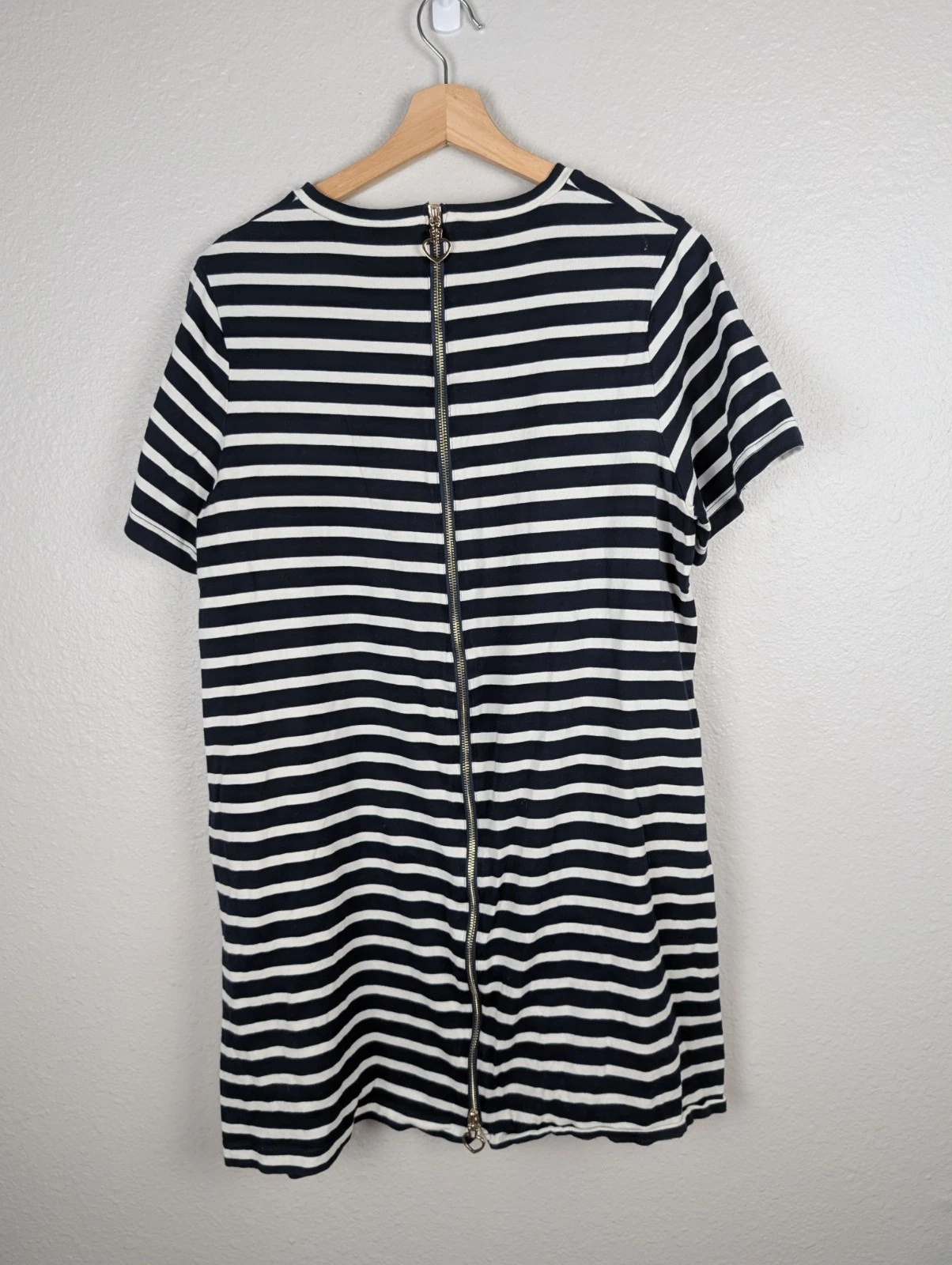 Abito T Shirt Kate Spade XL Bue Bianco Righe Girocollo Manica Corta Maglia 196