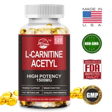 Acetyl L-Carnitine 1500mg 120 Capsules Strong Fat Burner Weight Loss Antioxidant