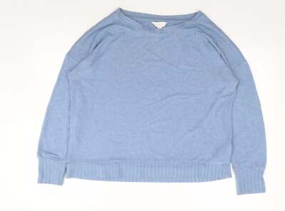Marks and Spencer Damen Pullover Blau Rundhals Viskosemischung Größe 16   Lounge