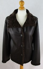 Ladies Size 10 - Libra Brown Faux Leather Jacket With Faux Sheepskin Lining