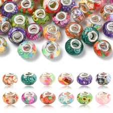 60Pcs Large Hole European Beads 14mm Resin Rondelle Beads Acrylic Spacer Beads