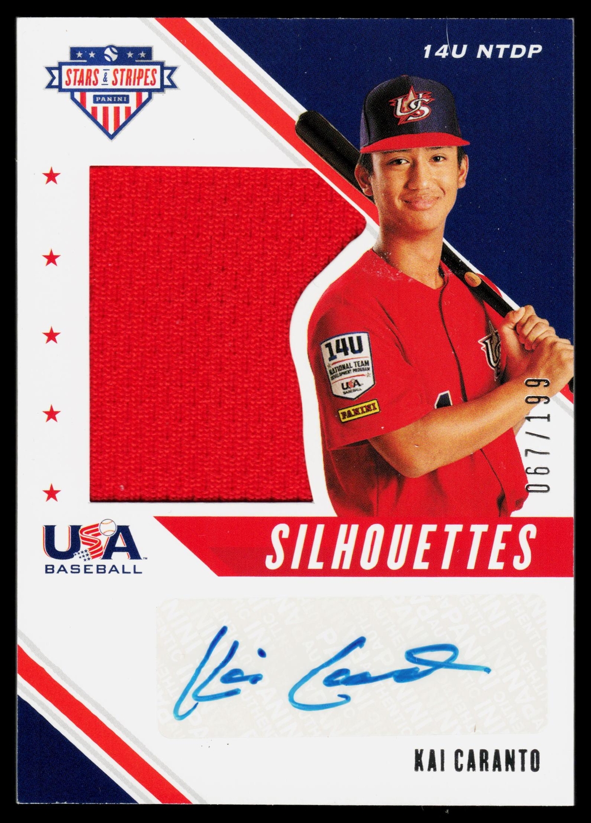Kai Caranto RPA /199 USA 2020 Panini Stars & Stripes Team USA Baseball