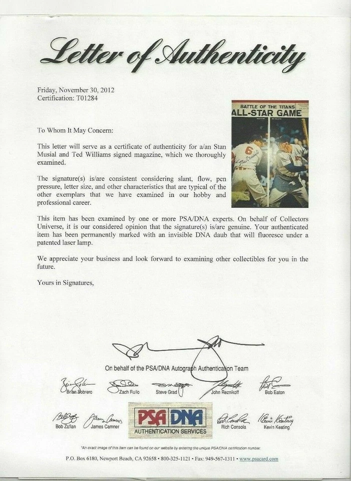 Stan Musial & Ted Williams Baseball HOFers Autographed 8x10 1957 SI Cover PSA - Image 4 of 4