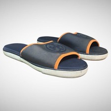 Tory Burch Sandals Womens 8 Blue Orange T Logo Slides Sandals Pre Owned