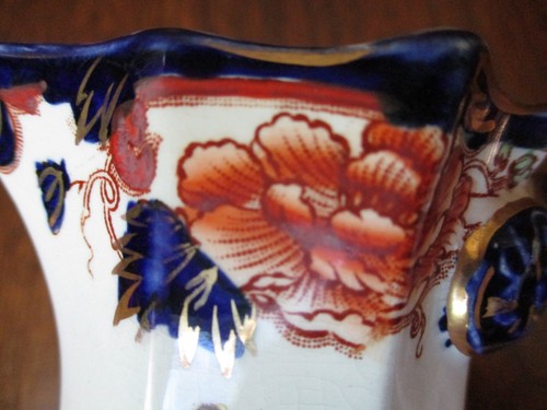 ANTQ 4 3/4"high MASON'S IRONSTONE "MANDALAY BLUE MULTICOLOR" 24K CREAMER ENGLAND - Picture 5 of 20