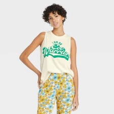 Modern Lux Eco Warrior Graphic Tank Top Women's White Sleeveless Cotton Medium