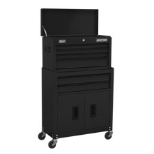 Image of Topchest & Rollcab Combination 6 Drawer with Ball-Bearing Slides - Black