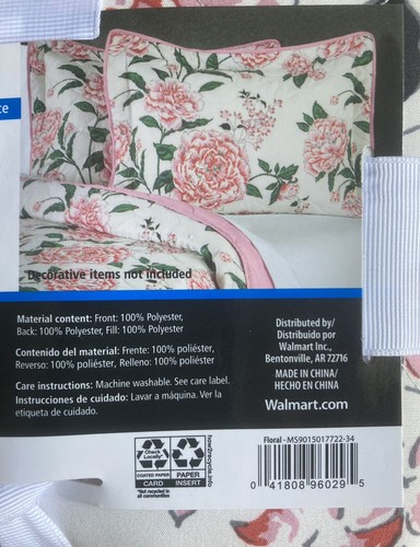 *NUOVO!* 2 corrispondenti Standard/Queen Mainstays Standard Queen Floral Sham 24”x30” - Foto 6 di 6