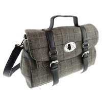 Harris Tweed Satchel Handbag Lb1001 Col 31 - Grey Check Harris Tweed Satchel Handbag Lb1001 Col 31 - Grey Check