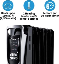 NewAir AH-450B Electric Oil-filled Radiator Space Heater Freestanding 162 sq. ft