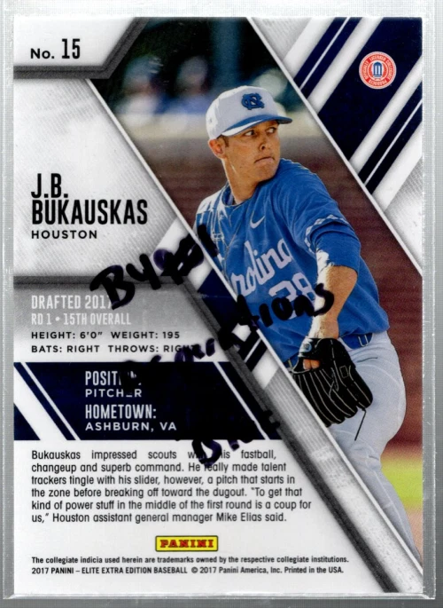 B4901- 2017 Elite Extra Edition Aspirations Blue #15 J.B. Bukauskas /75 - NM-MT - Image 2 of 2