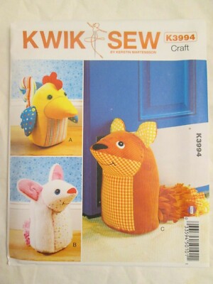 Kwik Sew 3994 Door Stops Pattern Animals Fox Chicken Mouse Home Decor Cute Craft