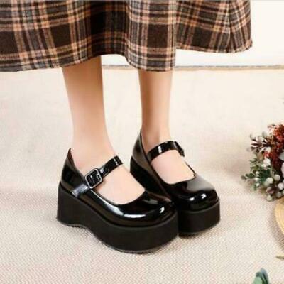 Details about   A word strap Women's Bownot Wedge Platform Shoes High Heels Lolita Sweet Shoes