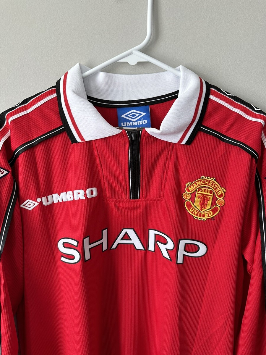 David Beckham MU New Men's Retro Vintage Red UMBRO Soccer Jersey