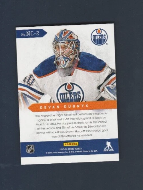 2013-14 Score Hockey Netcam # NC-2 Devan Dubnyk - Image 2 of 2