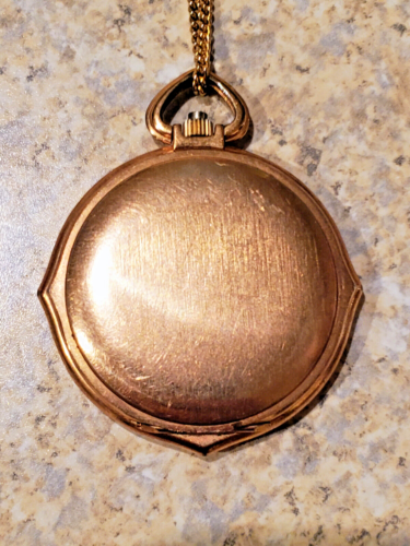 Pendentif montre de poche vintage Colibri quartz plaqué or 28" - Photo 1/4