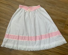 VINTAGE JC PENNEY YOUTH GIRL  S LONG WHITE PINK TRIM SKIRT SIZE 12
