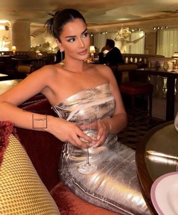 zara metallic strapless dress Aoife Walsh Nails Metallics Trend In Highstreet Dress
