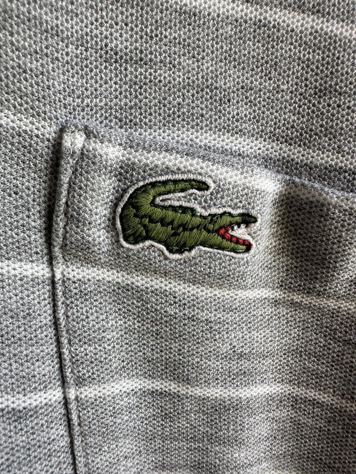 Lacoste Men's XL  Gray Polo Shirt Stripe Embroidery Logo thumbnail 3