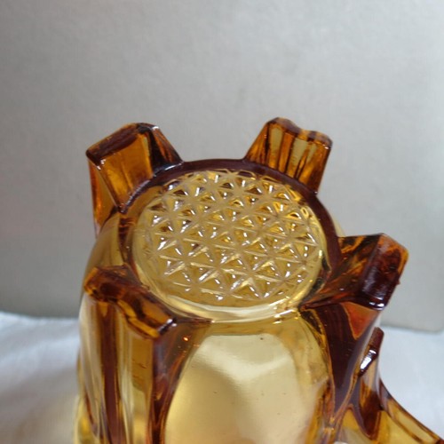 Adams Glass Antique EAPG Buttressed Loop Creamer and Covered Sugar Amber - Picture 10 of 24